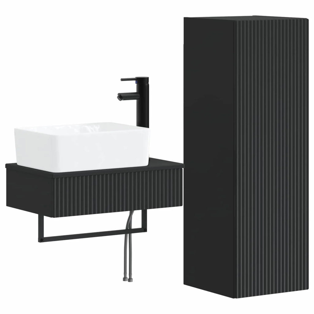 Set di mobili per il bagno 2 pz Nero 33 x 34,5 x 100 cm 3406104