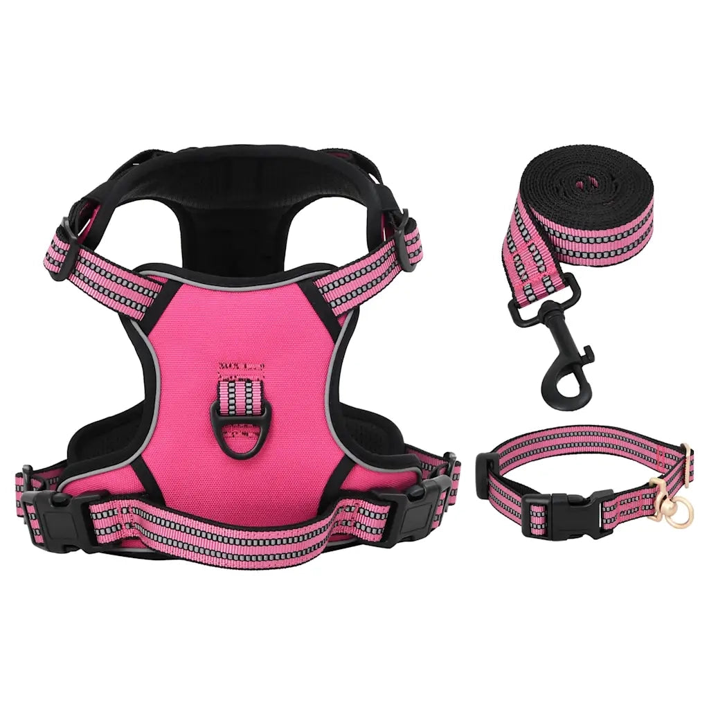 vidaXL Pettorina per Cani con Guinzaglio e Collare Regolabile Rosa L