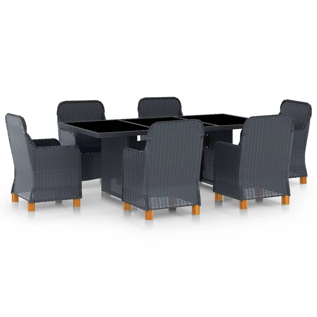 Set da pranzo 7 pezzi con cuscini resina intrecciata grigio scuro 02_0014637