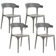 Set di 4 sedie polipropilene resistente colore grigio per interno ed esterno stile moderno