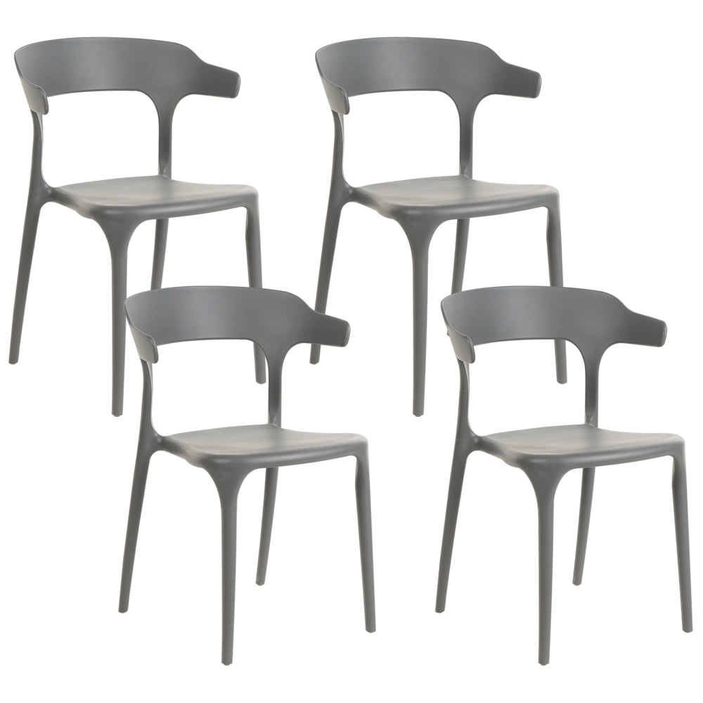 Set di 4 sedie polipropilene resistente colore grigio per interno ed esterno stile moderno
