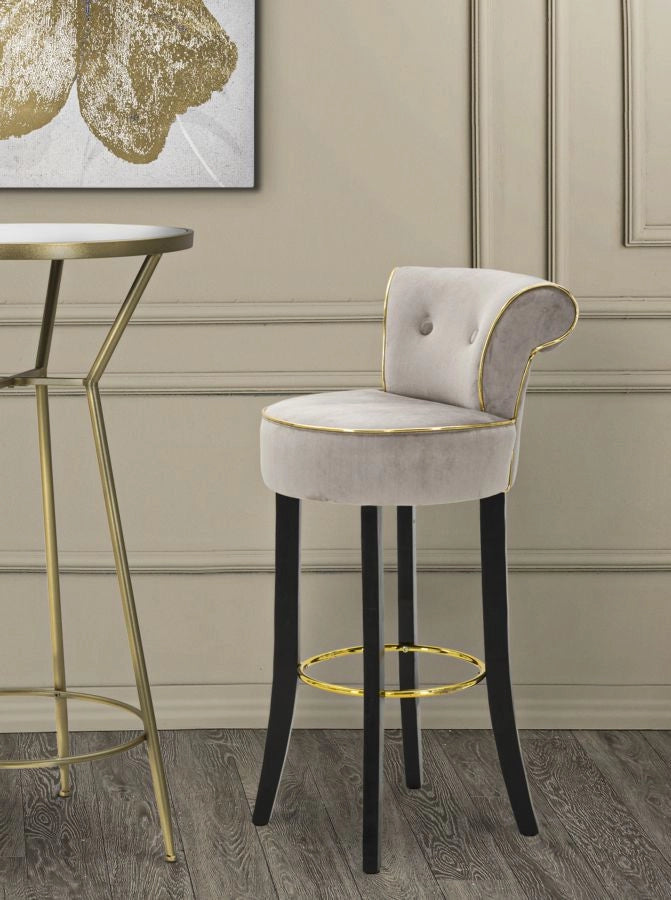 Sgabello Bar Luxy Grigio 46x48x96 cm in MDF e Pino e Spugna e Tessuto e Metallo e Plastica
