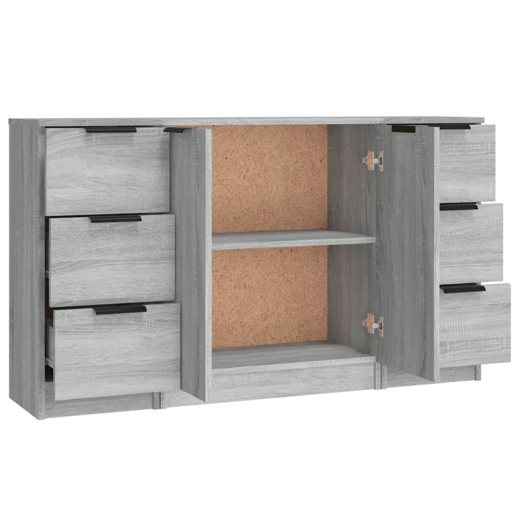 Credenze 3 pz Grigio Sonoma in Legno Multistrato 3115842