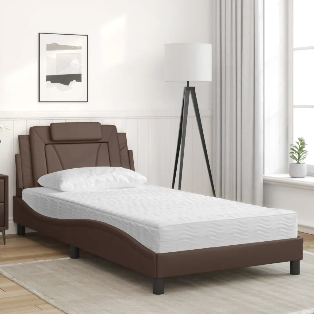 Letto Viana con Materasso Marrone 100x200cm in Similpelle 3208777