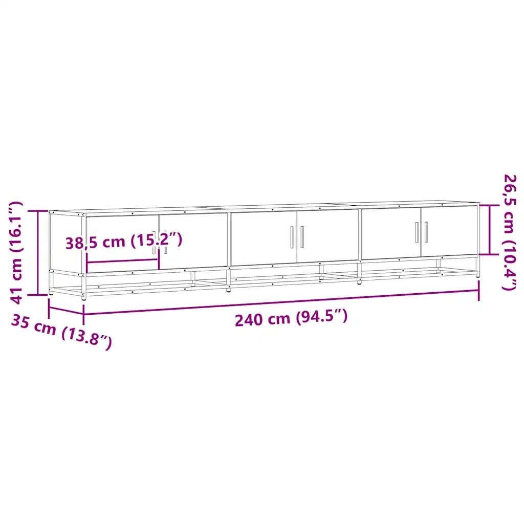 Mobile TV Grigio Sonoma 240x35x41 cm in Legno Multistrato 3300798