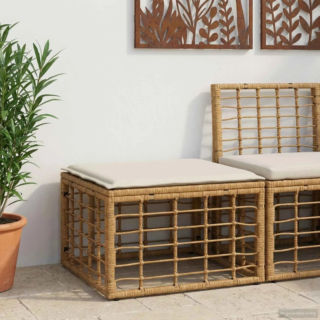 Poggiapiedi da Giardino Naturale polyrattan CFW2698060