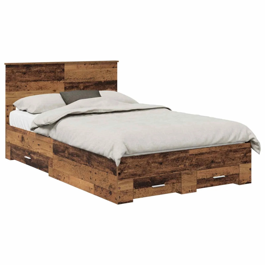 Letto matrimoniale | Letto per adulti | Struttura del letto con testiera Legno vecchio 120 x 190 cm