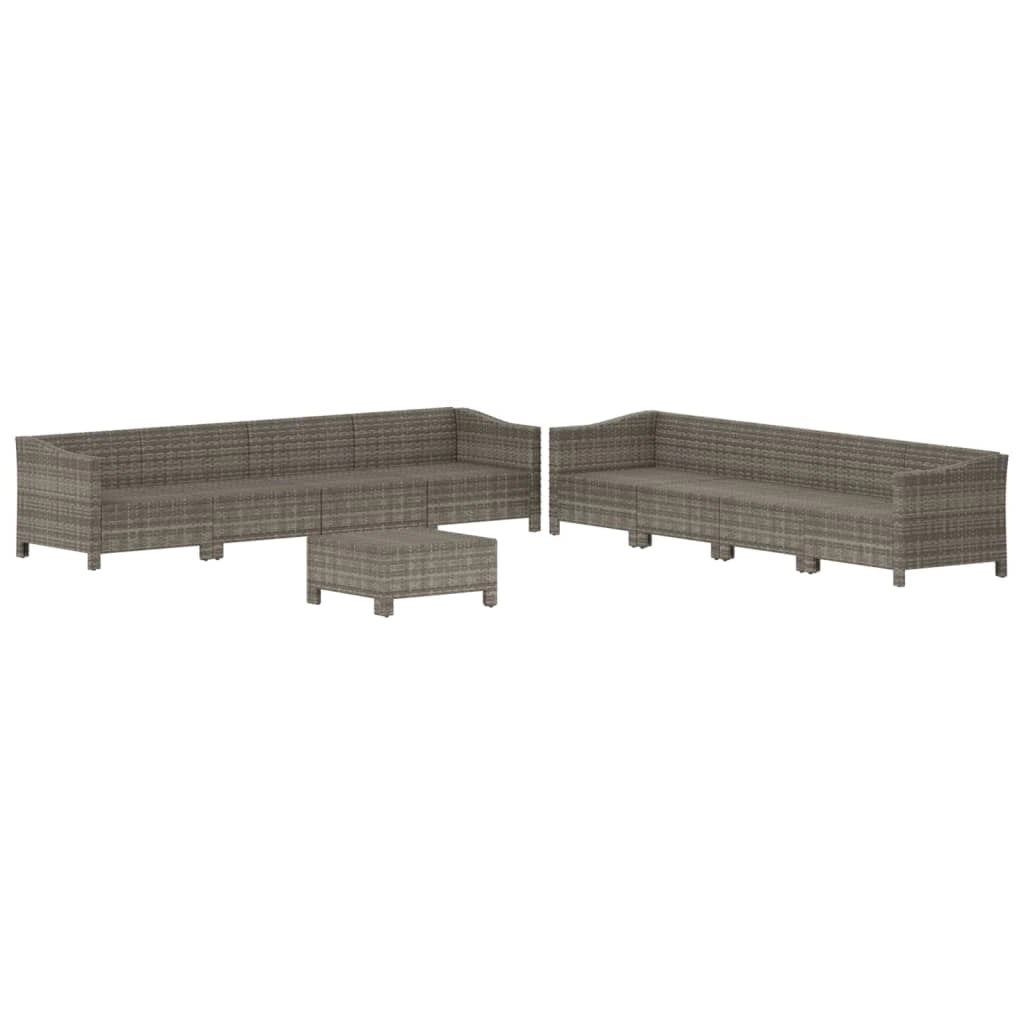 Set di mobili da giardino mobili da esterno 9 pezzi con cuscini resina intrecciata grigia 02_0018025