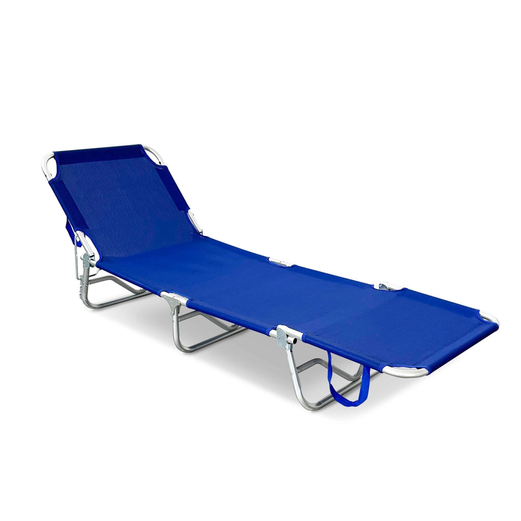 Lettino da Giardino Capri 190x58x24,5 cm Pieghevole in Textilene Blu