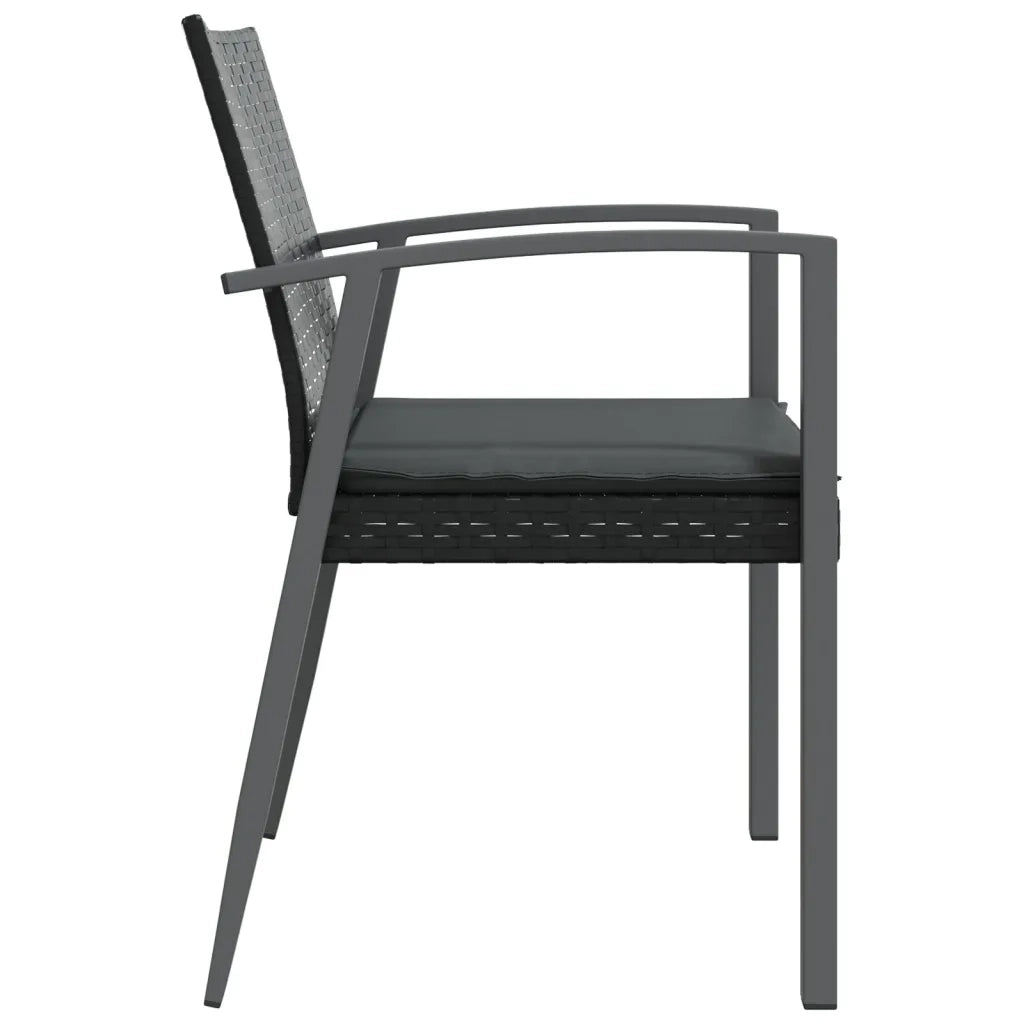 Sedie da Giardino con Cuscini 2 pz | Sedie da Esterno Nere 56,5x57x83 cm Polyrattan