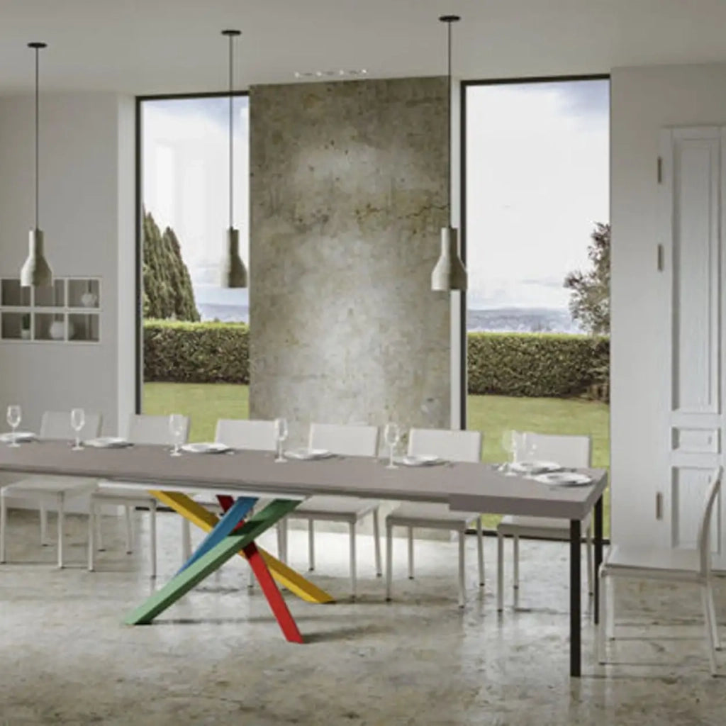 Tavolo allungabile 200/460x90 cm Volantis cashmere gambe multicolore 4/B