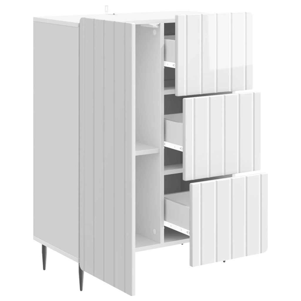 Credenza Bianco Lucido 66 x 34,5 x 91,5 cm Legno ingegnerizzato