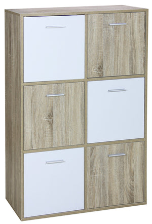 Mobile 6 Ante 77x30x115 cm in Legno Truciolare Bianco e Sonoma