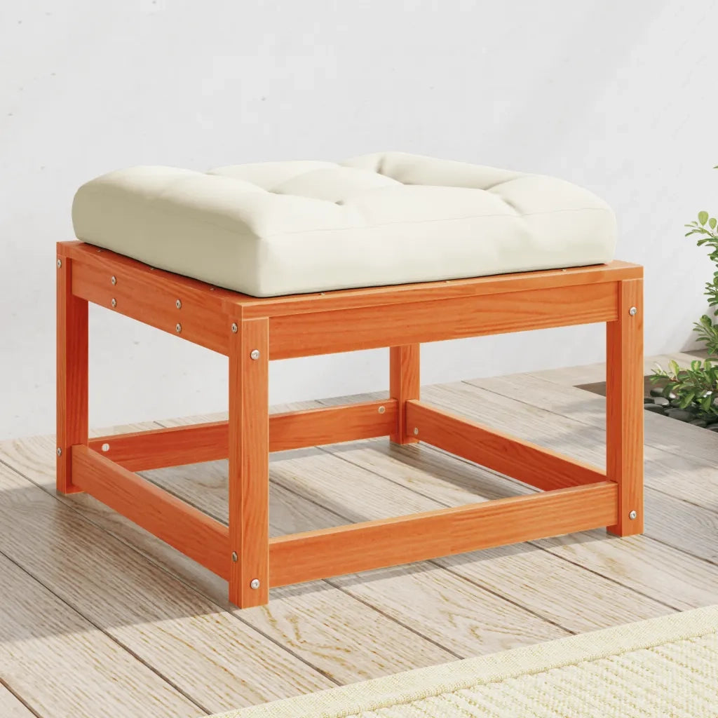 Poggiapiedi da Giardino con Cuscino Marrone Cera Massello Pino 844701