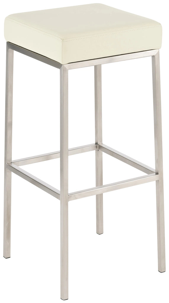 Set 2 sgabelli bar Montreal in similpelle crema,acciaio inossidabile