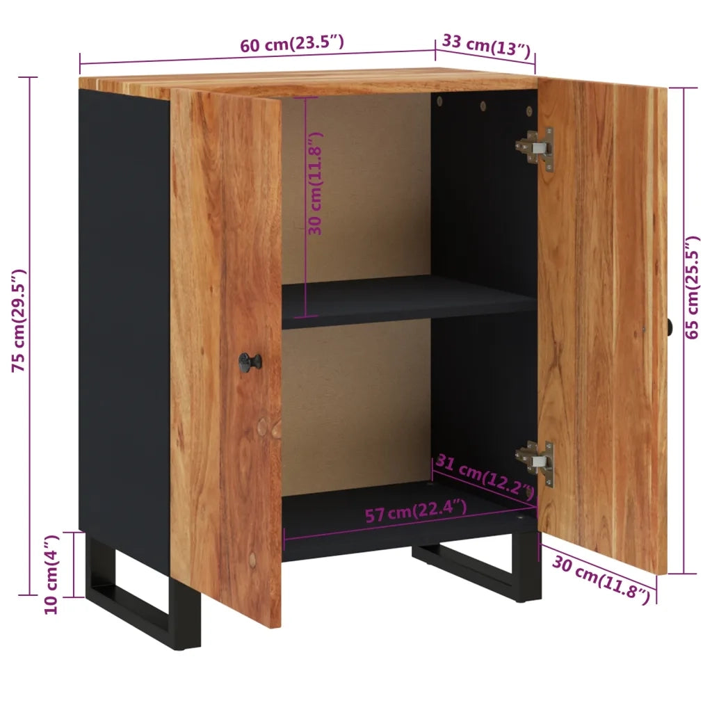 Credenza 60x33x75 cm in Legno Massello di Acacia