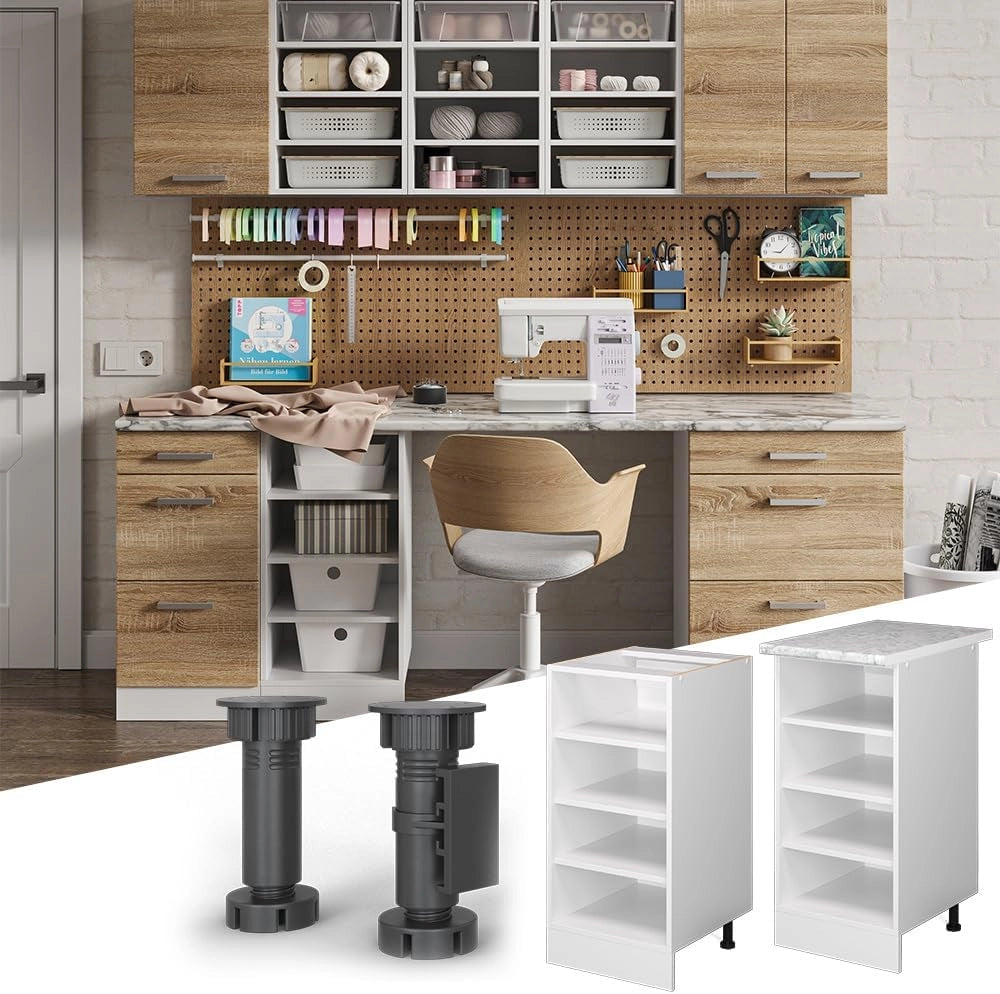 Base a ripiani R-Line, Bianco, 40 cm con ripiani aperti, senza piano di lavoro, per conservazione laterale e accesso rapido