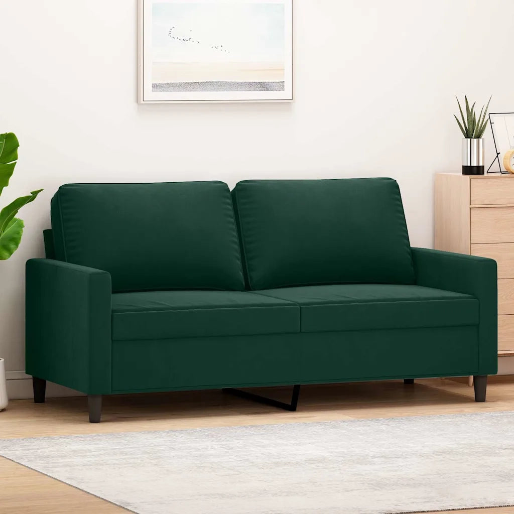 Divano a 2 Posti Verde Scuro 140 cm in Velluto 359201