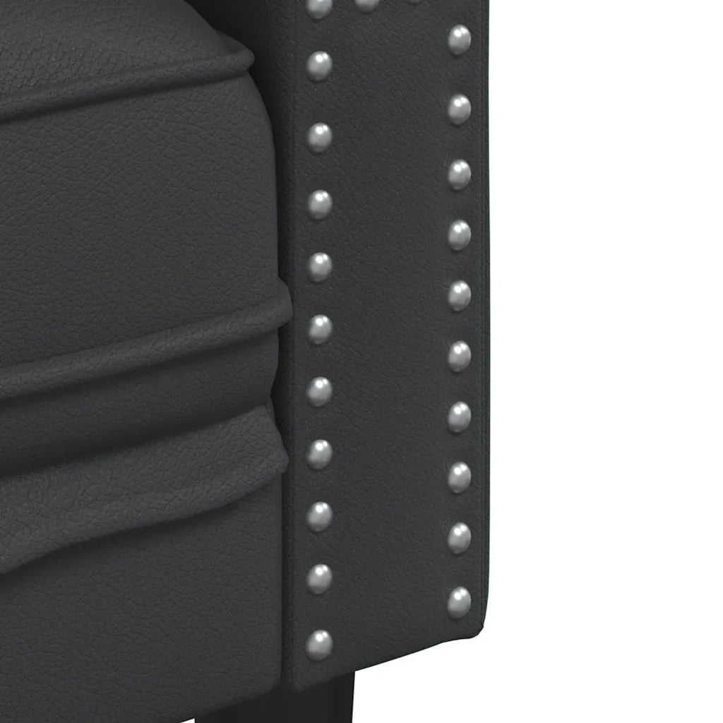 Set Divani Chesterfield 3pz Nero in Similpelle 3209267
