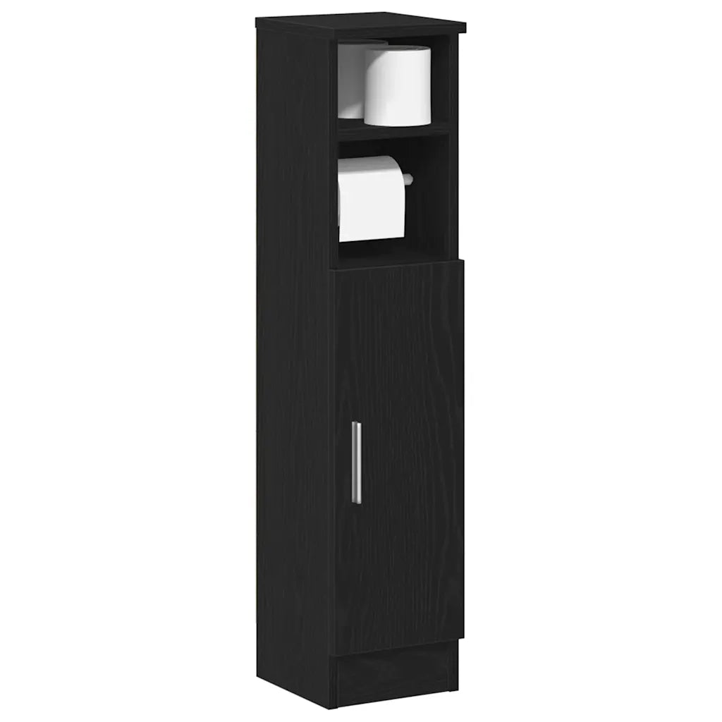 vidaXL Mobile da Bagno con Portarotolo Nero 20,5x22x90 cm