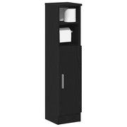 vidaXL Mobile da Bagno con Portarotolo Nero 20,5x22x90 cm
