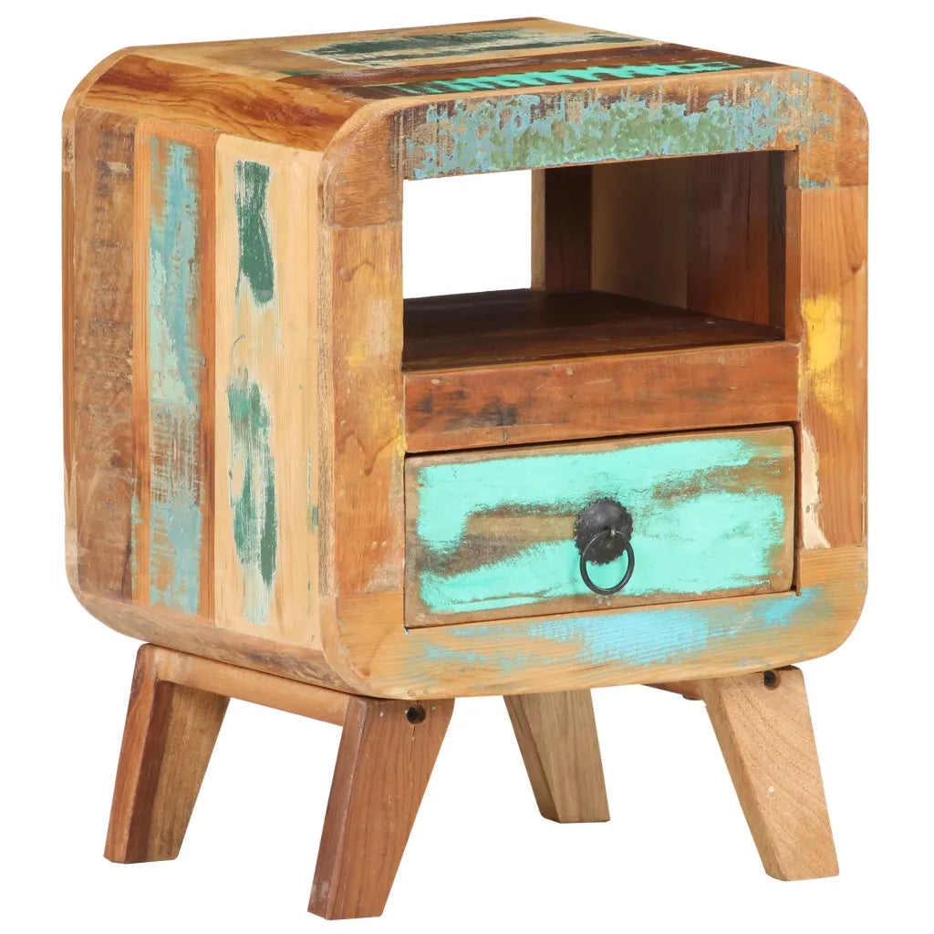 Comodino | Armadio da Notte | Mobiletto da notte 30x30x41 cm in Legno Massello di Recupero
