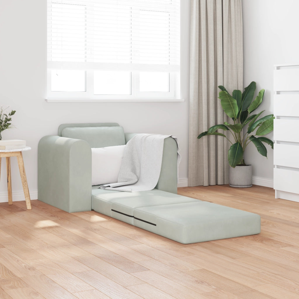Divano Letto 2-in-1 Grigio Chiaro 98x71x83 cm Velvet