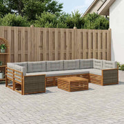 Set di divani da esterno 8 pz Naturale e Grigio Chiaro 3383139