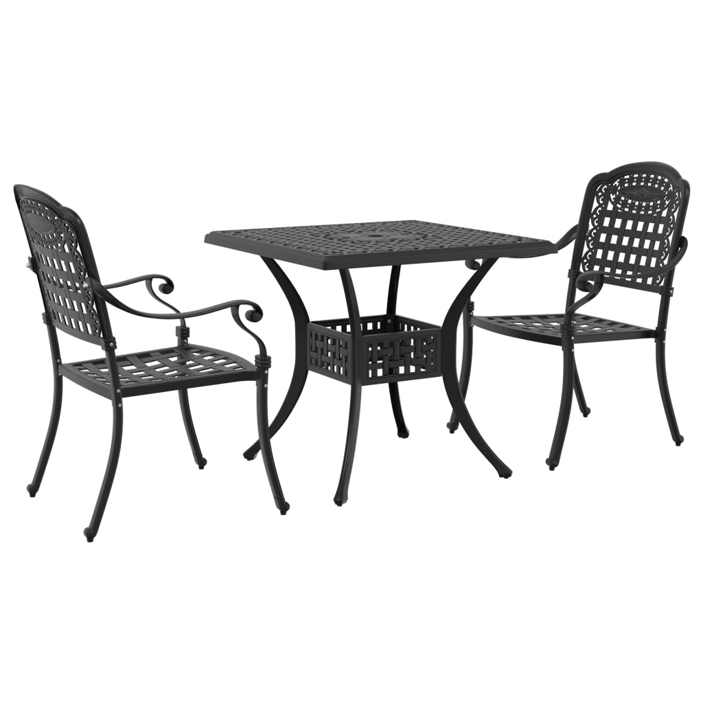 Set Bistro da Giardino 3 Pezzi in Alluminio pressofuso Nero