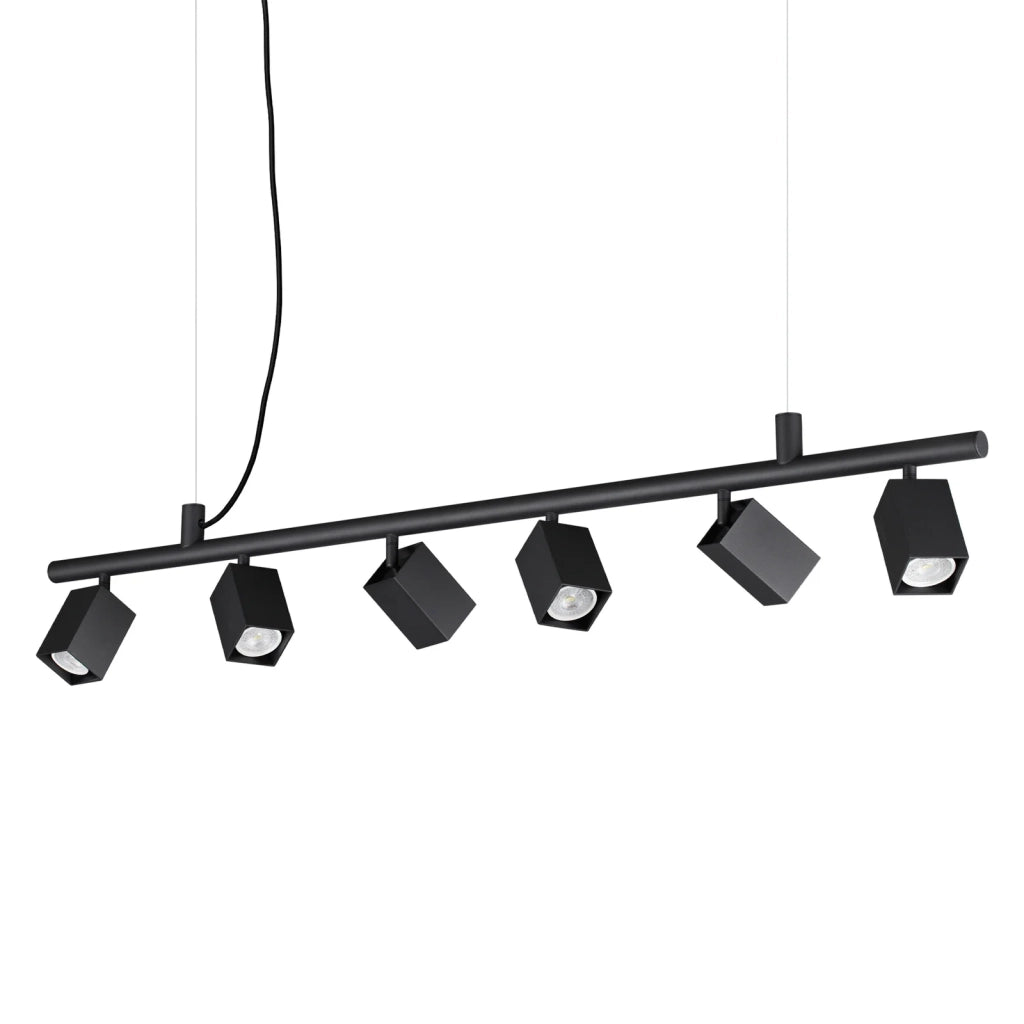 Lampadario Sospensione Dynamite 6 Luci Gu10 Nero