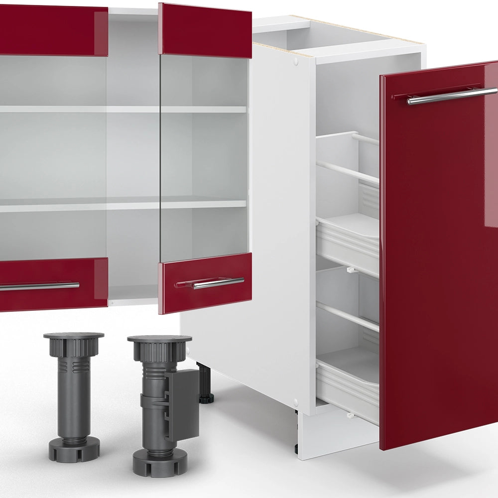 Cucina componibile Fame-Line Bordeaux lucido/Bianco 280 cm, PL Rovere Vicco