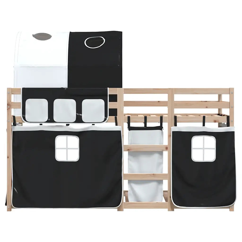 Letto singolo | Letto per adulti | Letto a Castello senza Materasso Bianco e Nero 90x200cm in Pino