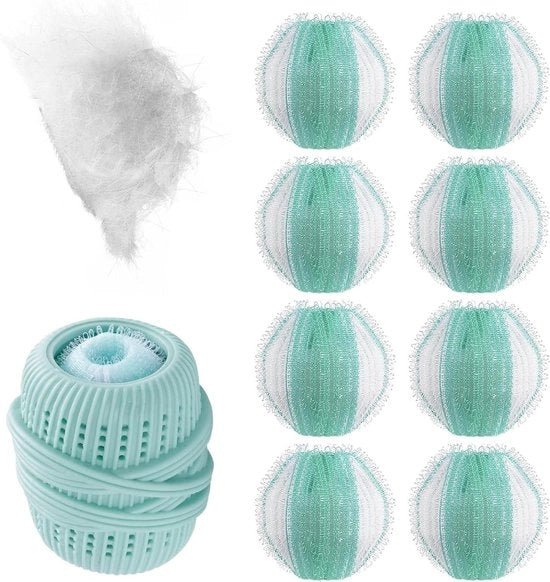 Set di Rimozione di Peli di Cane per Lavatrice 8 Bocce di Lint e 1 Palla di Lavaggio Kit di Rimozione di Peli di Cane Reutilizzabile e Durable