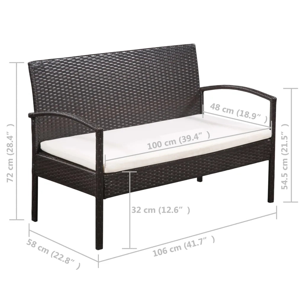 Set Divani da Giardino 5 pz con Cuscini in Polyrattan Marrone 44184