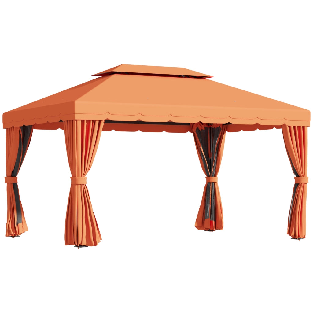 Gazebo da Giardino con Tende ¨C zephmum ¨C 4x3m Arancione