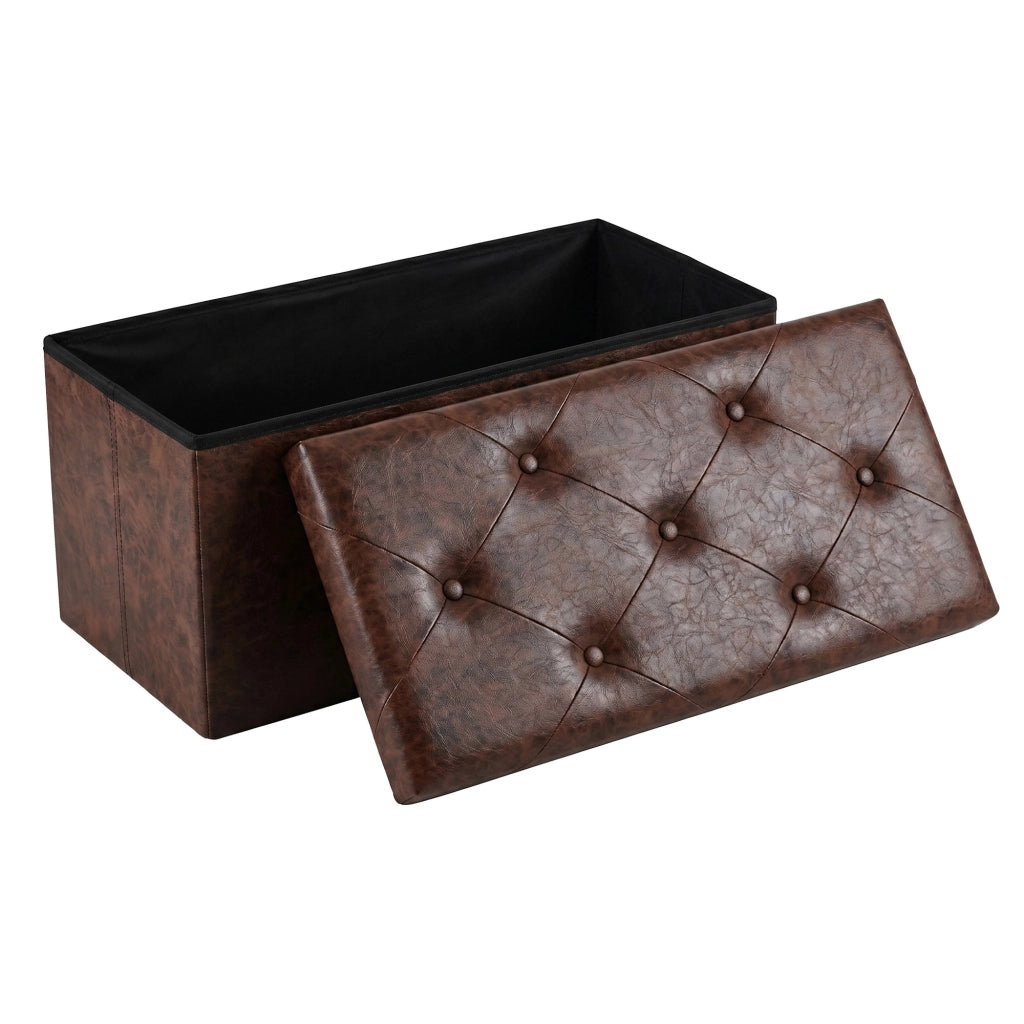 Nemora Saddle 75 - Cassapanca Ottomana 76,2x38,1x38,1 cm Pouf Contenitore Poggiapiedi in Similpelle Marrone