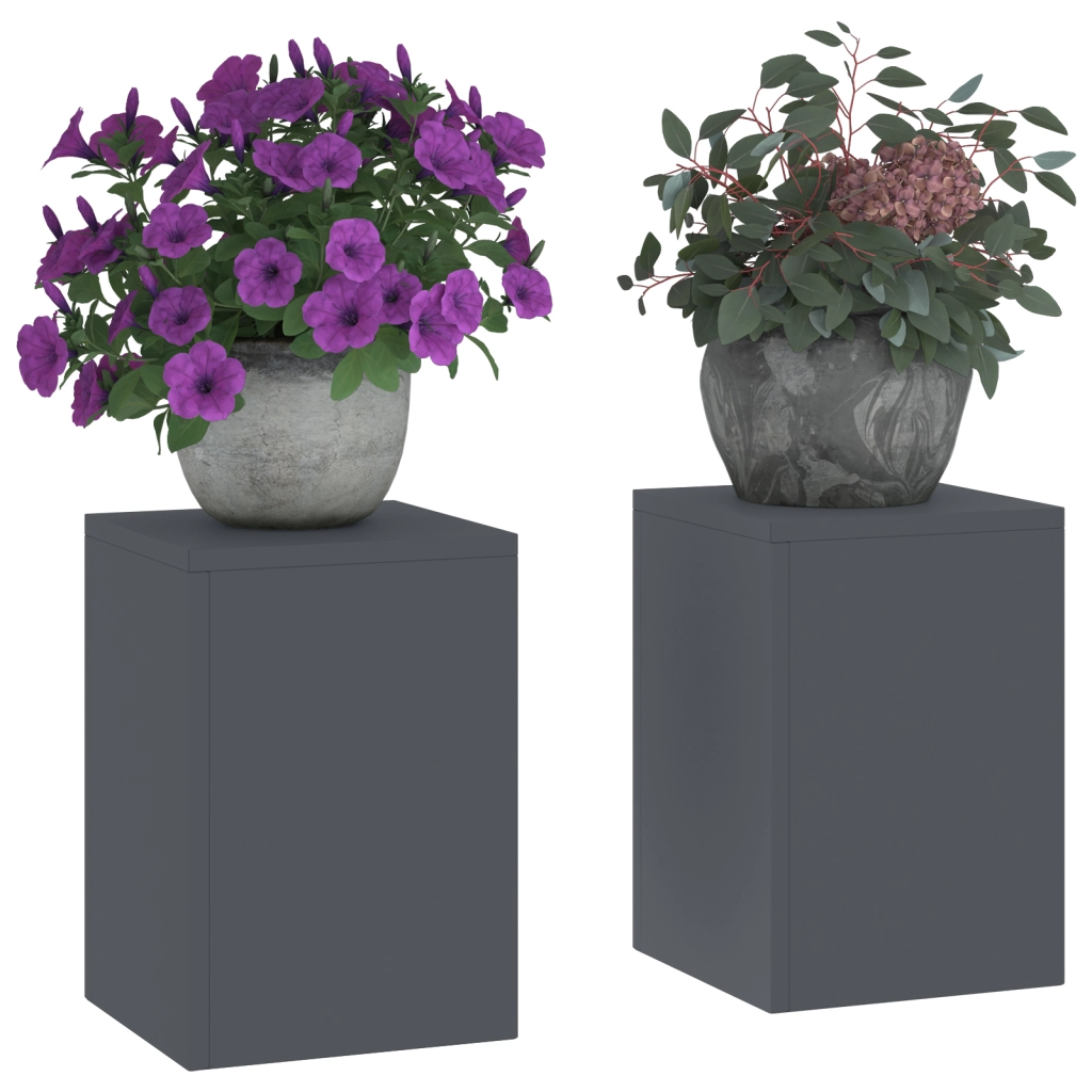 Supporti per Piante da Esterno Pilastro 2 pz Antracite 24x24x35 cm Acciaio