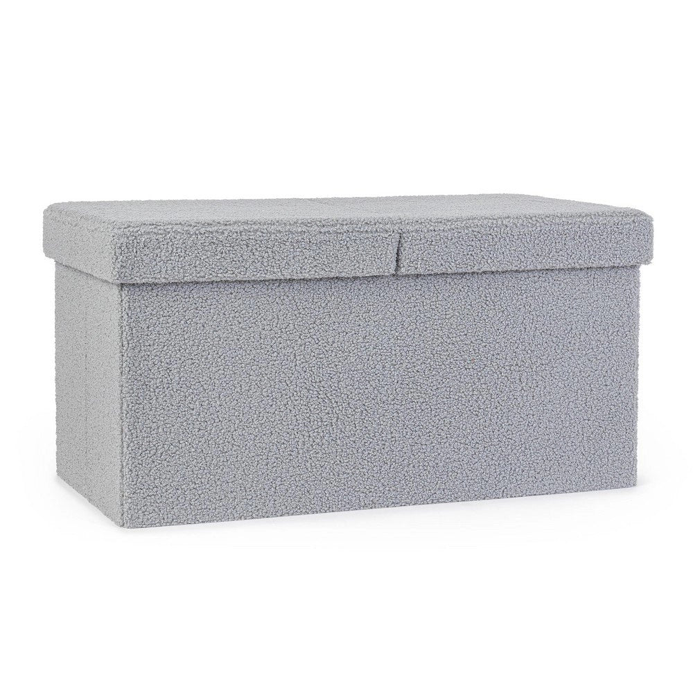 Set 2 Pouf Contenitore in Bouclé Grigio Moderno da Interno - MARTIN