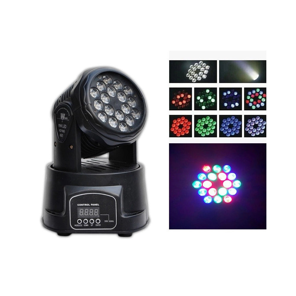 Trade Shop - Led Mini Moving Head Light Luce 18x3w Raggio Rgb La Lampada Party Feste -