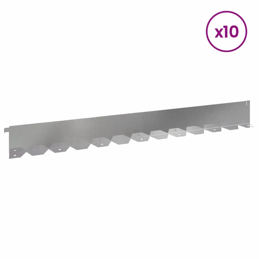 Bordura per Prato 10 pcs 102 x 10 x 4 cm Acciaio Argento 8008754