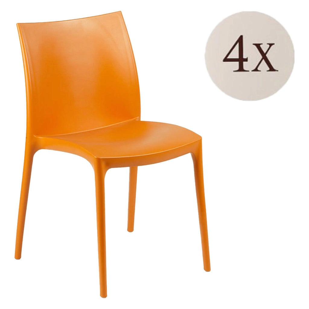 Grover, Sedia da Esterno 4 Sedie Made in Italy, Arancione
