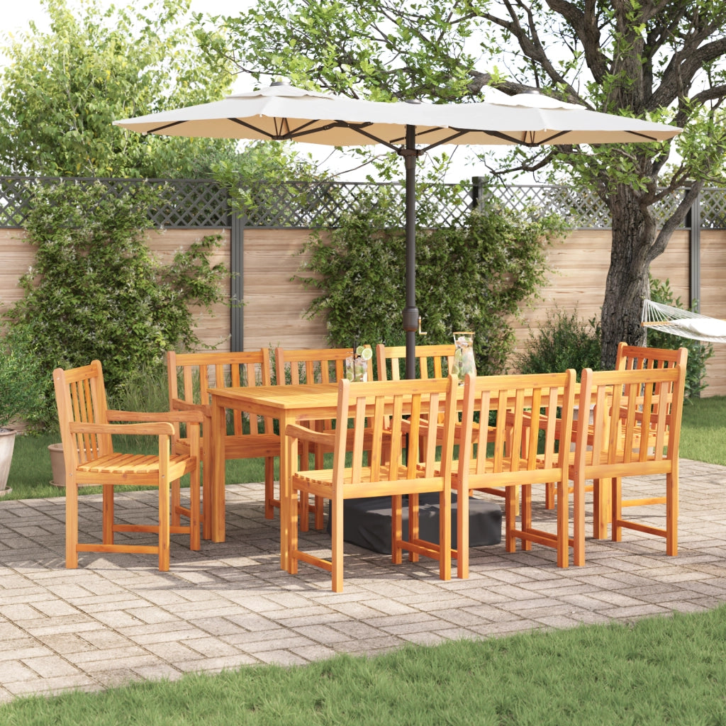 Set da pranzo per il giardino 9 pezzi in legno massello di acacia