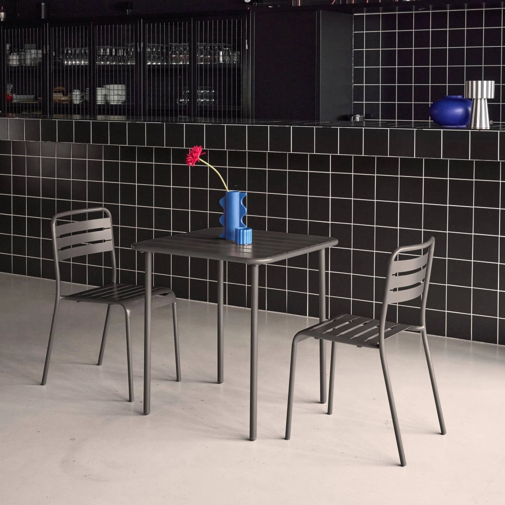 Set tavolo da giardino in acciaio con 2 sedie, 70cm, antracite