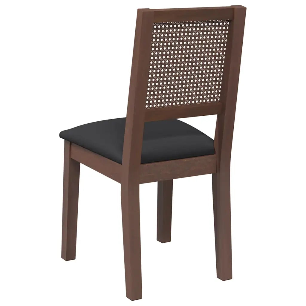 Sedie da Pranzo con Cuscini 2 pz | Sedie da cucina Marrone Legno Massello di Hevea