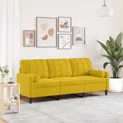 Divano a 3 Posti con Cuscini-Sofa 3 Posti con Cuscini Giallo 180 cm in Velluto 379266