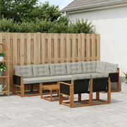 Set di divani da esterno 9 pz Naturale e Grigio Chiaro 3382039