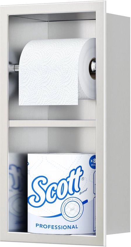 Houder di reti di carta da bagno nascosto per la doccia RVS con cassettiera e piedistallo e supporto per gambe Fissato alla parete per la doccia