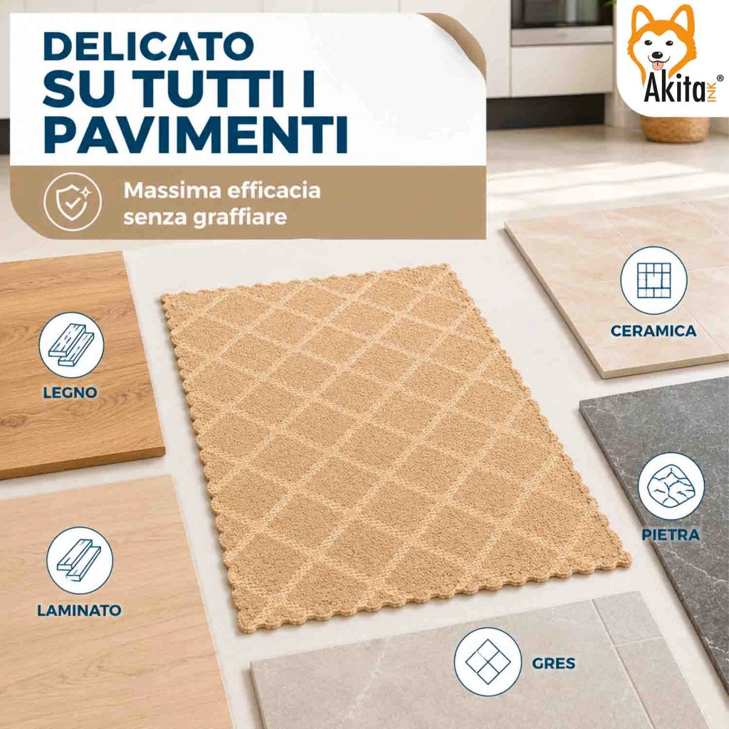 Akitaink 3 Panni Pavimenti Microfibra Damasco 48x68 cm