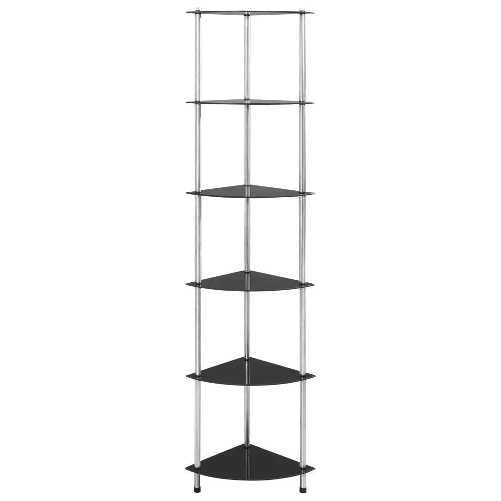 Scaffale a 6 Livelli Nero 30x30x160 cm Vetro Temperato CFW1682198