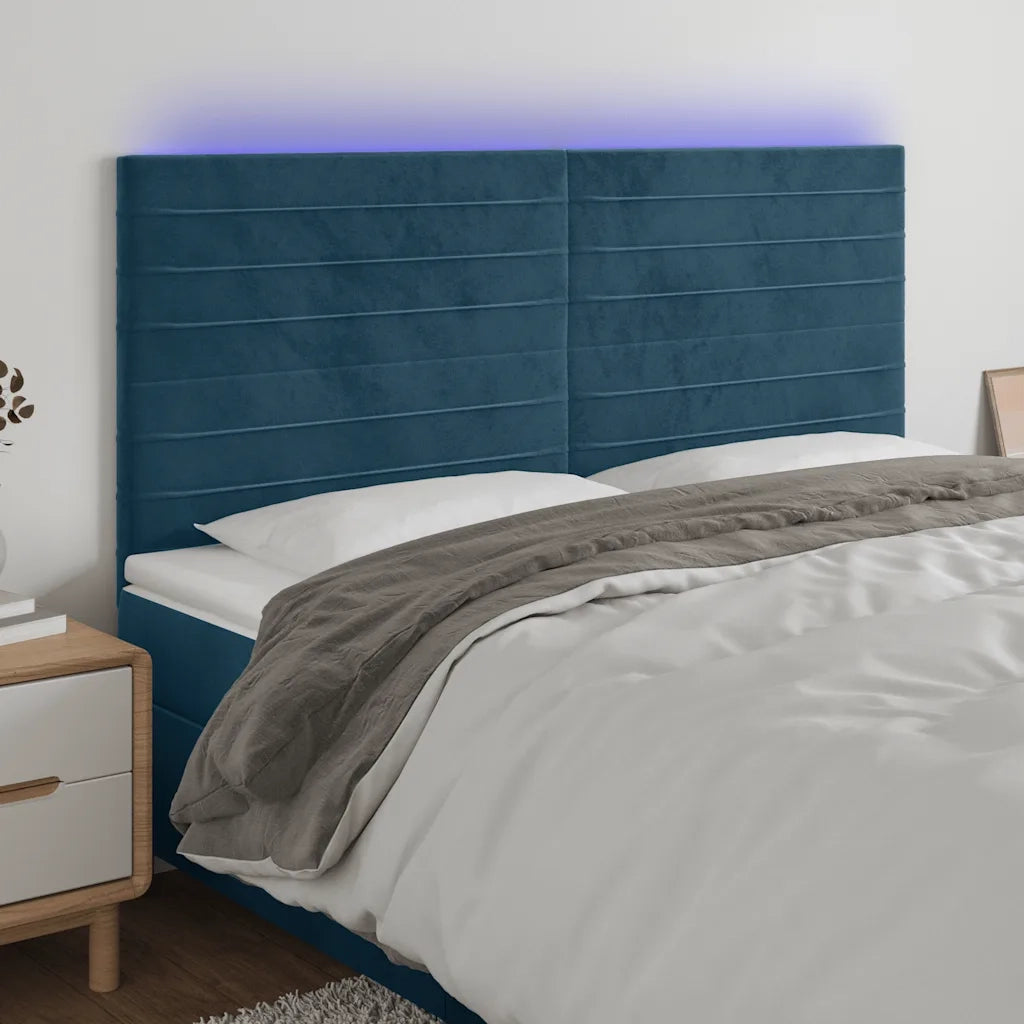 Testiera a LED-Testata con LED Blu Scuro 160x5x118/128 cm in Velluto 948550